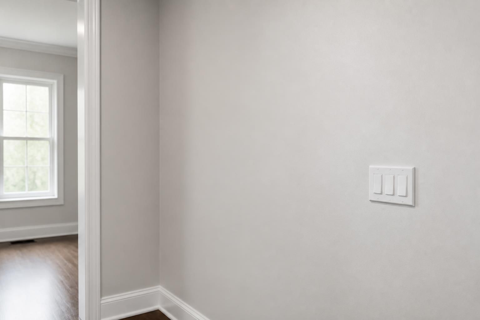 Smooth finished drywall with clean seams and repairs.