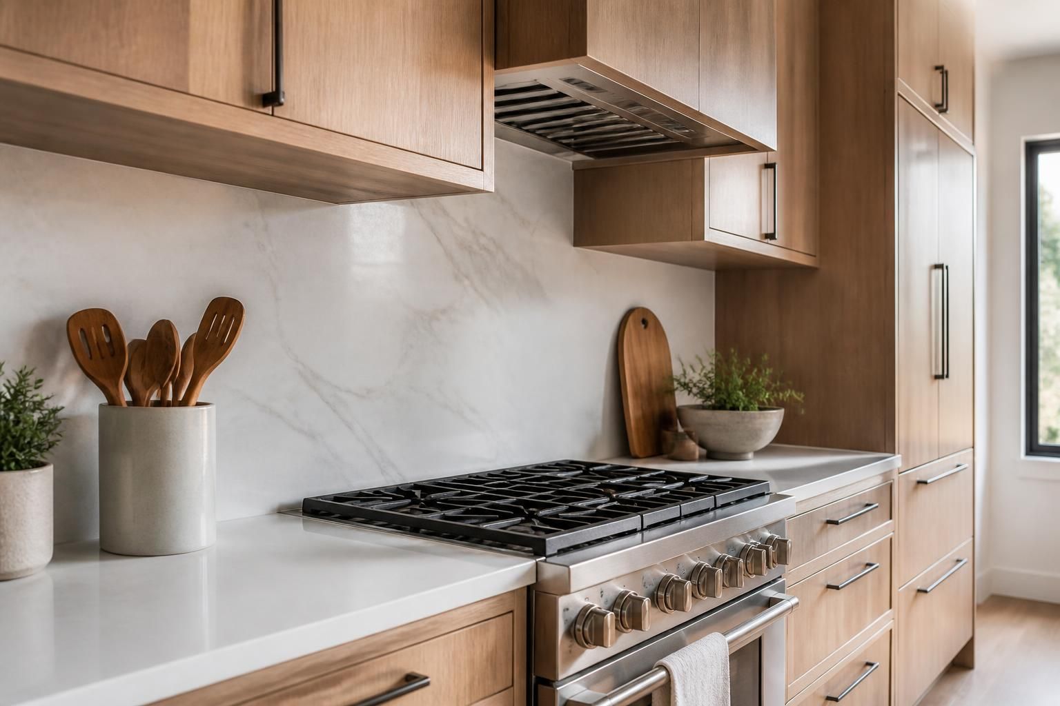 Finished modern kitchen with cabinetry and clean countertops.