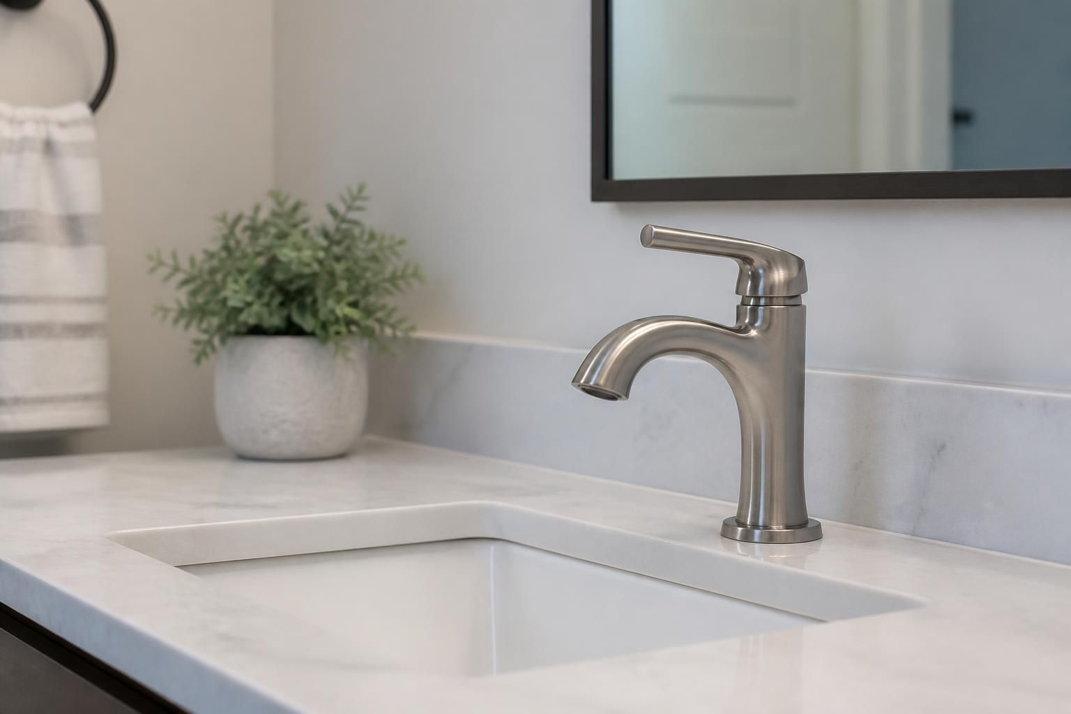 Clean new-build plumbing installation in a finished home.